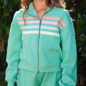 Vintage Havana Mint Hoodie with Pink Stripe Label and Yellow Accent